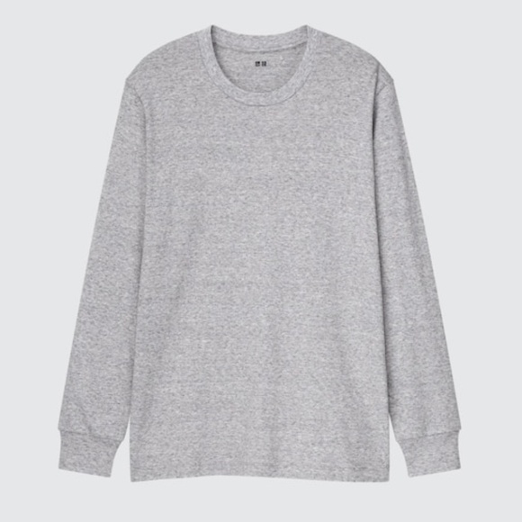 UNIQLO SOFT BRUSHED CREW NECK LONG SLEEVE T-SHIRT in GREY - XL - Picture 1 of 10